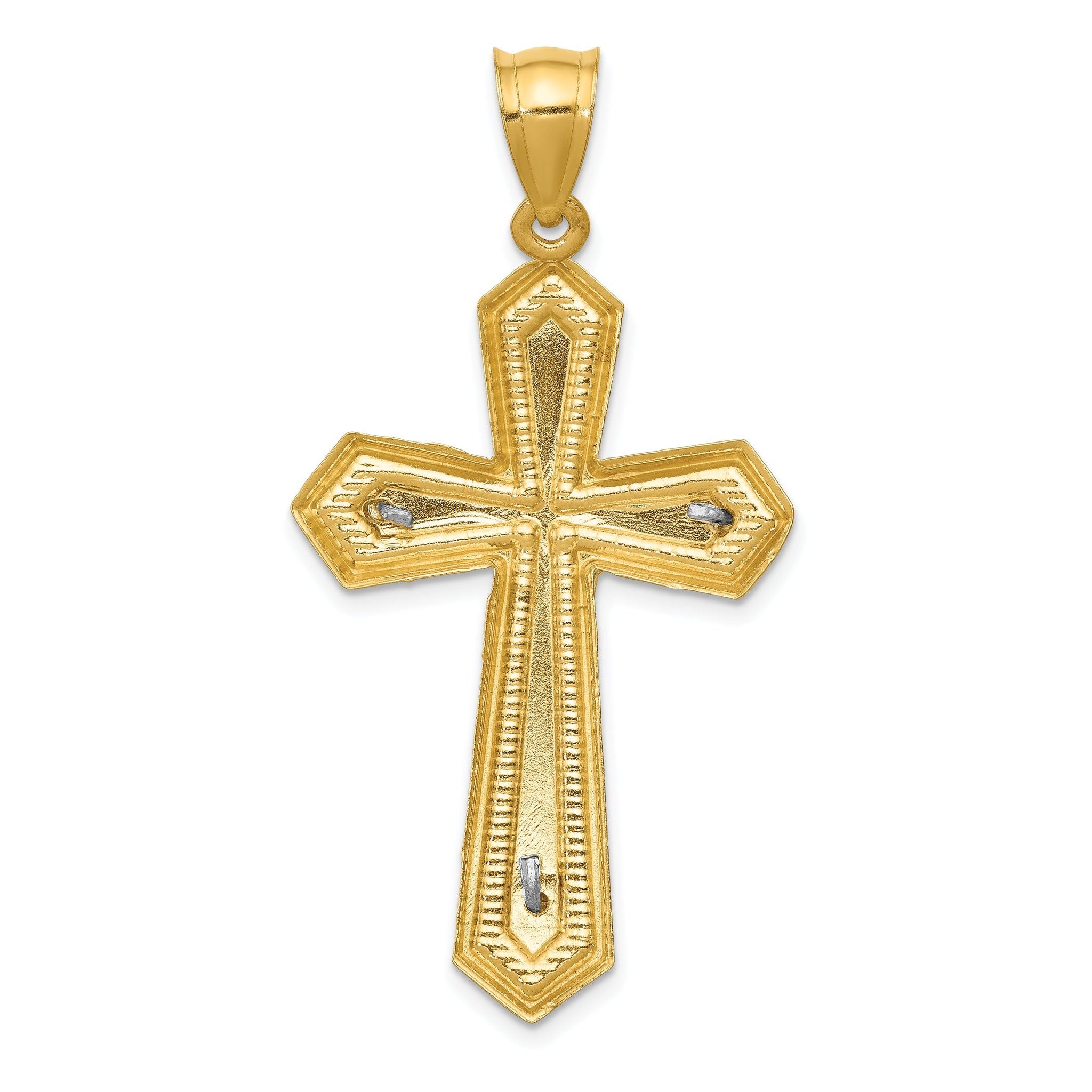 14K Two-Tone Gold Diamond-Cut and Polished Passion Crucifix Pendant