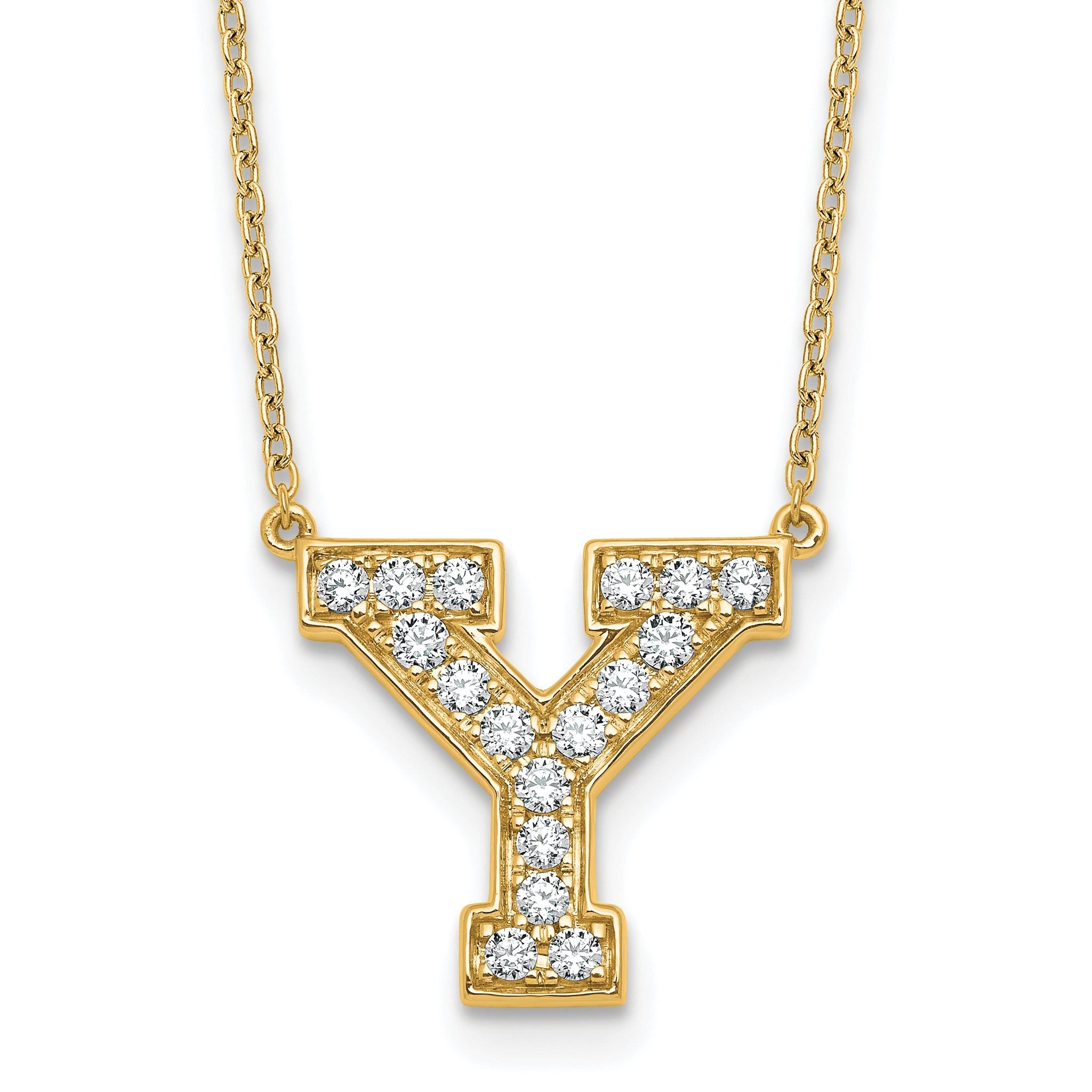 14k 3/8 carat Lab Grown Diamond VS+ F+ Complete Letter Y 18 inch Initial Necklace Main image