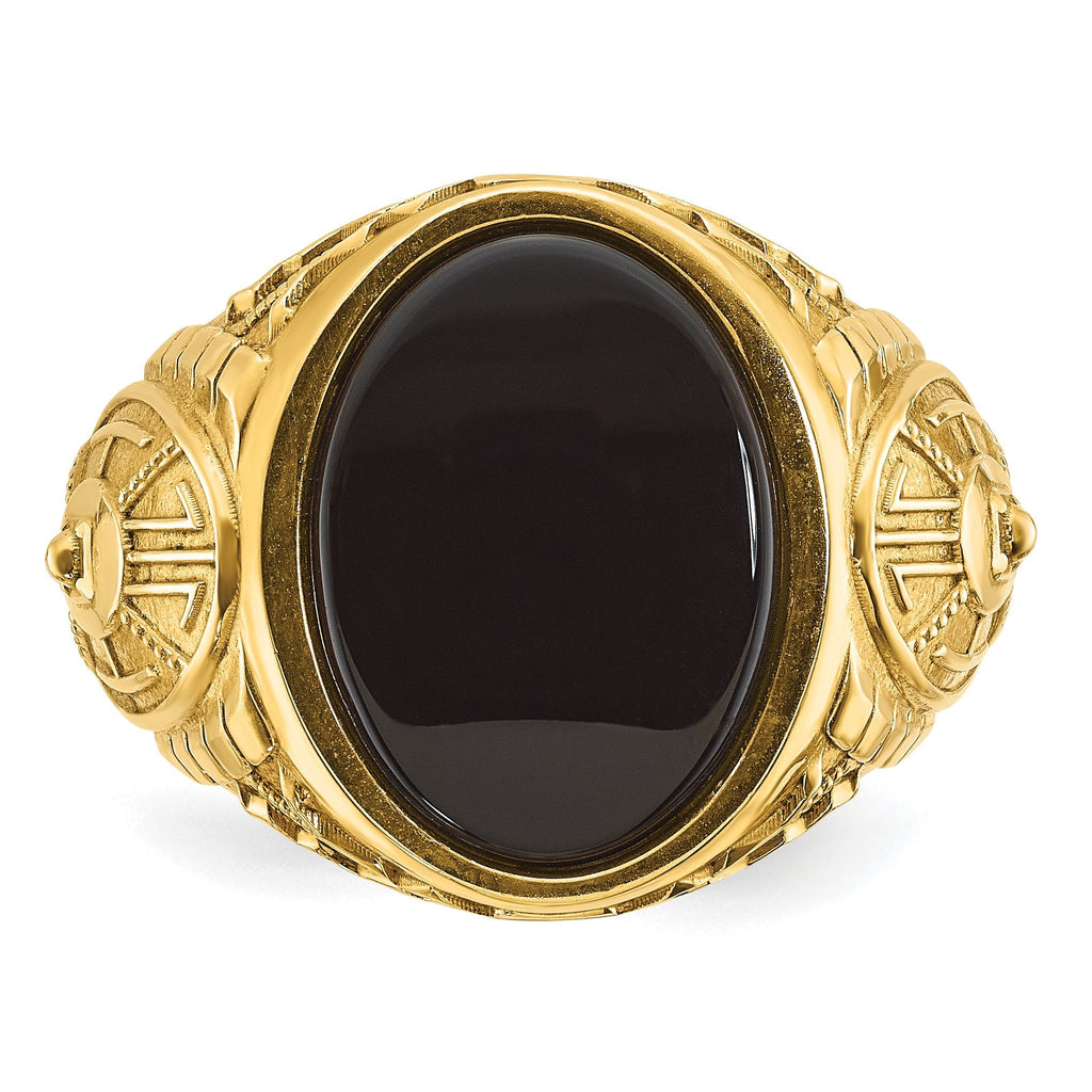 14k Mens Oval Onyx and 1/10 carat Diamond Complete Ring