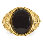 14k Mens Oval Onyx and 1/10 carat Diamond Complete Ring