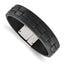 Stainless Steel Polished Black Leather Bracelet for Men