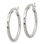 Sterling Silver 925 Satin Diamond-Cut Hoop Earrings with Brushed Finish
