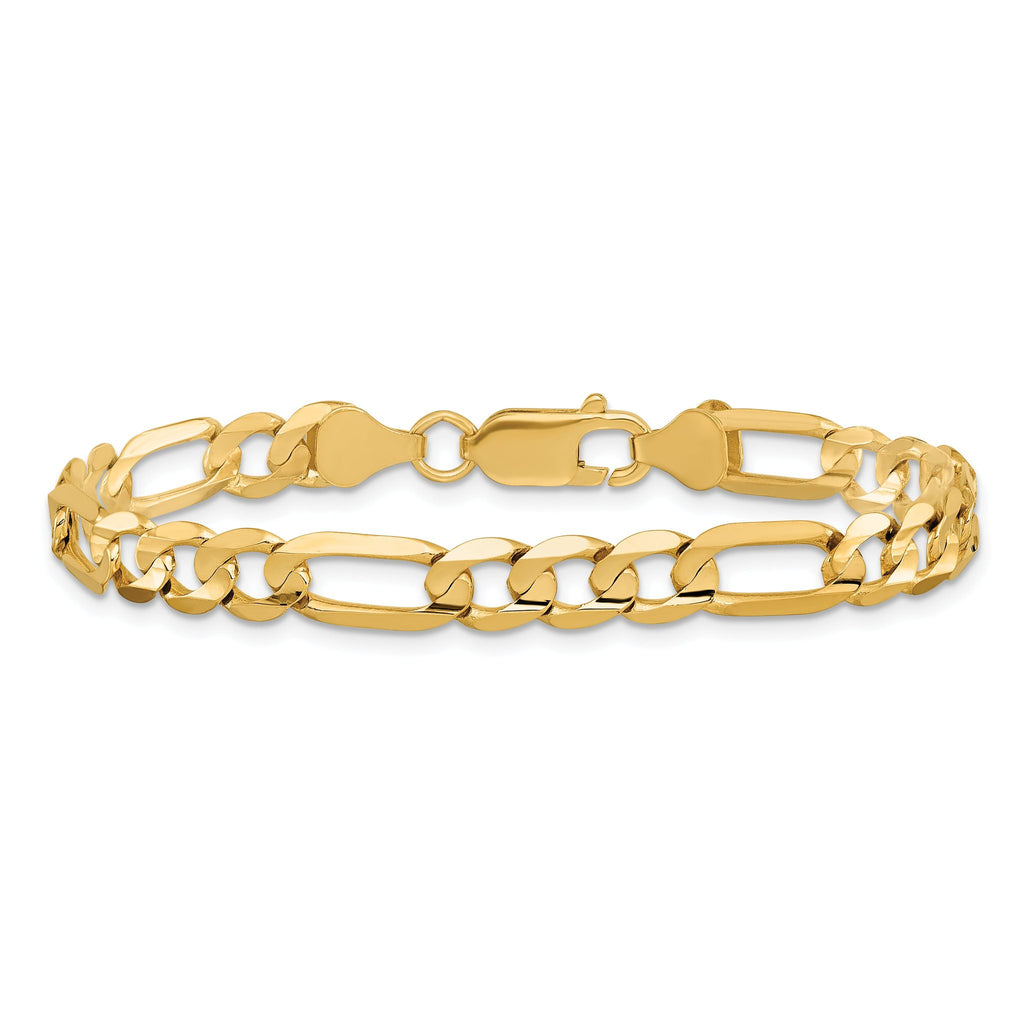 Concave Figaro Chain Bracelet in 10K Yellow Gold, 6mm