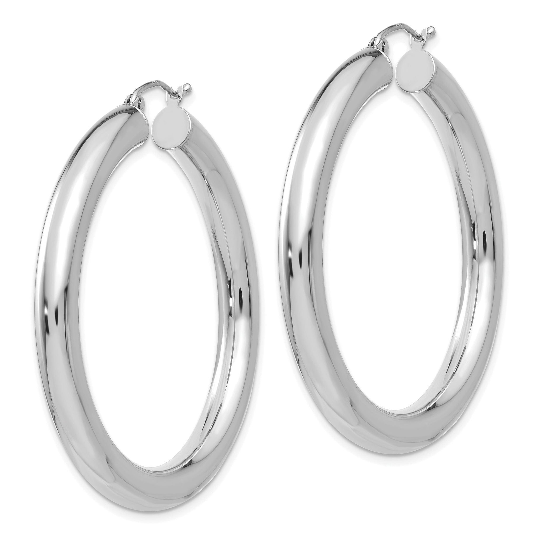 14k White Gold Polished 5mm Tube Hoop Earrings Secondary image
