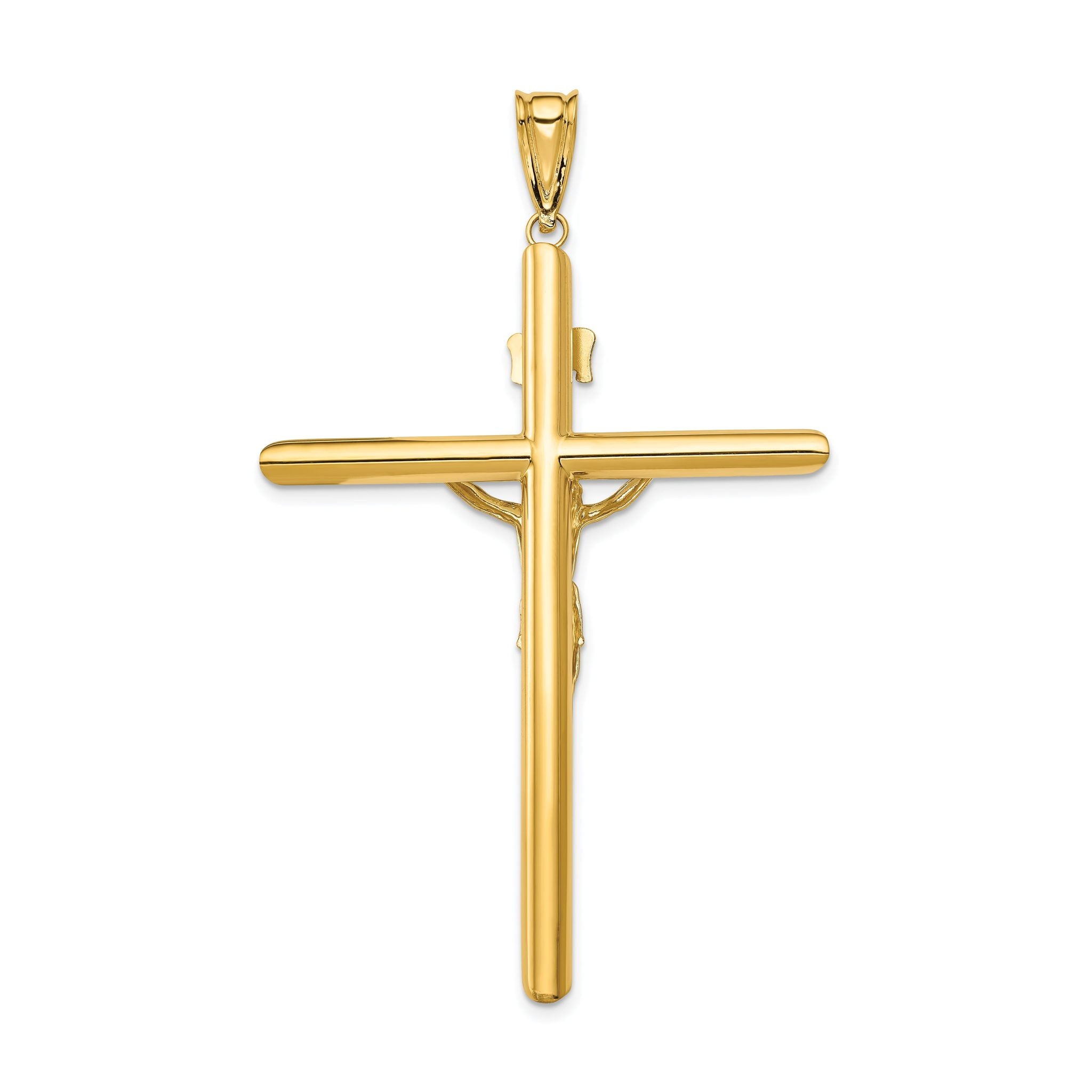 14k Two-Tone Polished Hollow Crucifix Pendant by Sophia Jewelers
