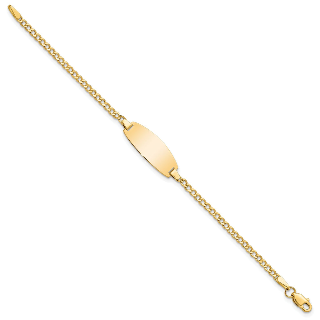 14k Polished Semi-Solid Chain/Solid Plate Curb Link Oval 18.5x8.5mm Plate 5.5 inch Baby/Child ID Bracelet