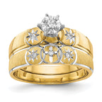 14k and Rhodium AA Quality 1/15 carat Diamond Trio Complete Engagement Ring
