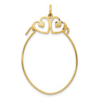 10K Yellow Gold Double Heart Charm Holder with Polished Finish