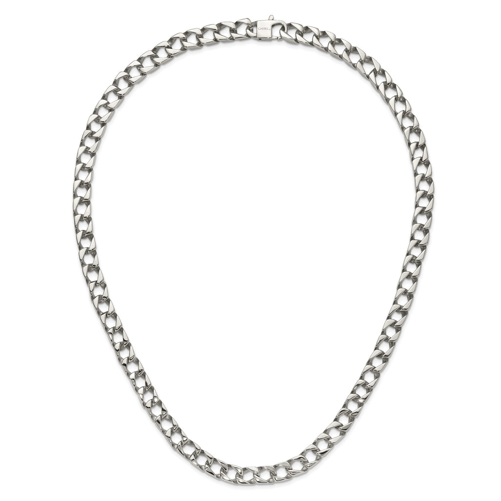 Sophia Jewelers Men's Polished Stainless Steel Curb Chain Necklace 24 Elegant Gift-Ready