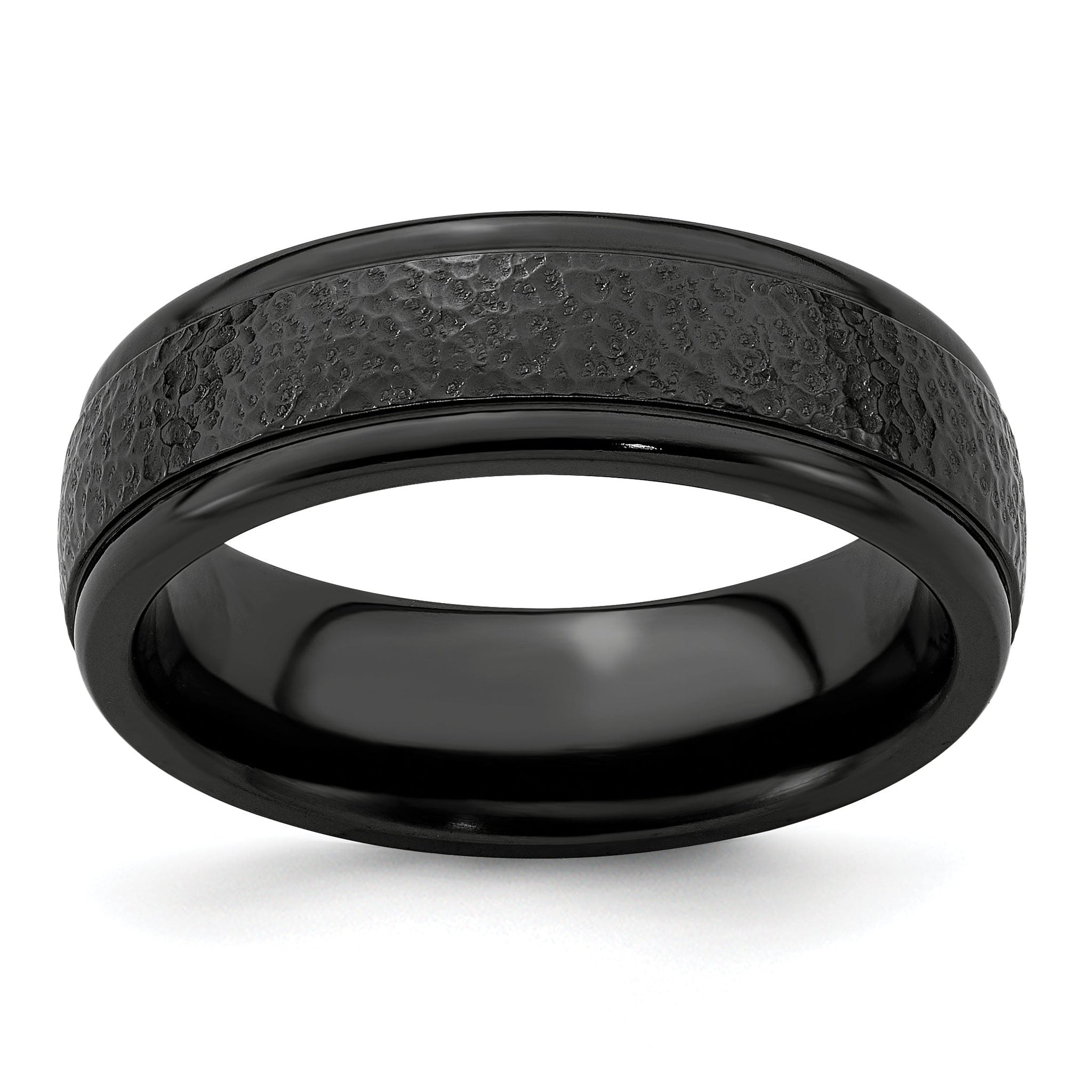 Edward Mirell Titanium Black Ti Hammered 7mm Band Main image