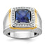 14k Two-tone Men's Polished Lab Created Sapphire and AA Quality Diamond Ring