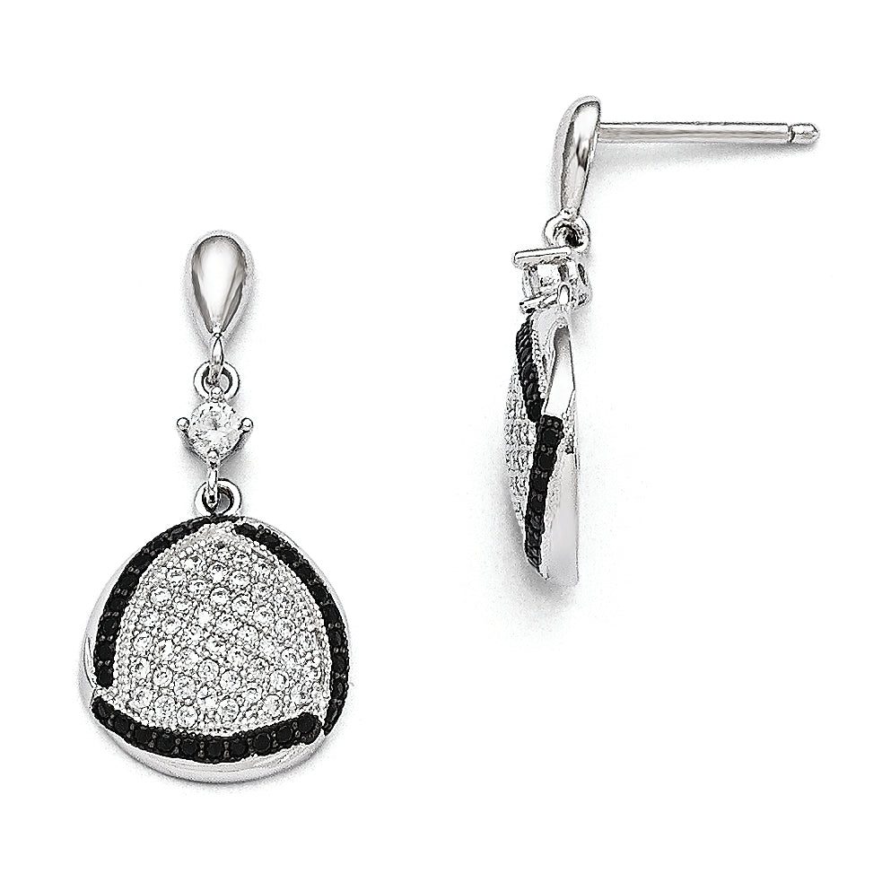 Sterling Silver CZ Triangle Dangle Earrings with Polished Rhodium Finish Main image