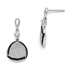 Sterling Silver CZ Triangle Dangle Earrings with Polished Rhodium Finish
