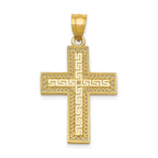 14K Gold Greek Filigree Cross Pendant Elegant Cast Design