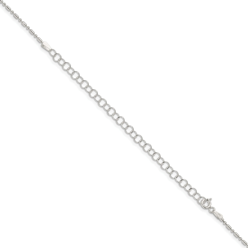Sterling Silver 1.5mm Fancy Beaded Chain With Extension ext.