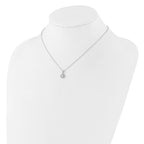 Sterling Silver RH-plated CZ Post Earrings and 16in Necklace w/2in ext Set