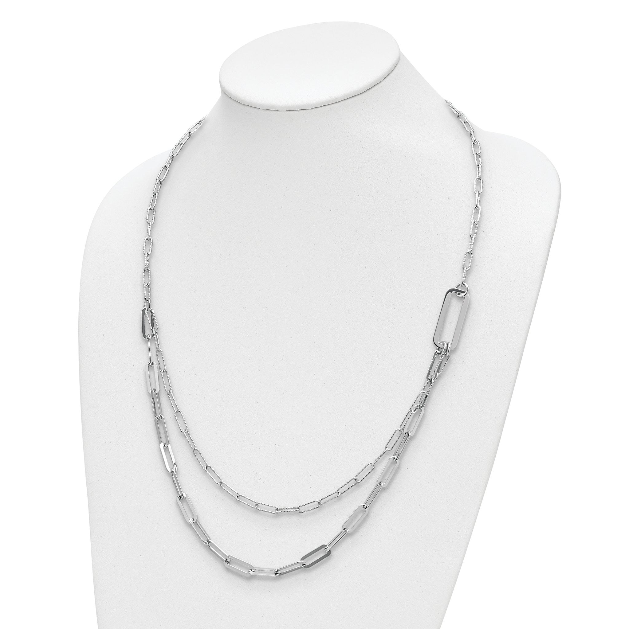 Sterling Silver Rhodium-plated Multi-layer w/ 2in ext  Necklace Secondary image