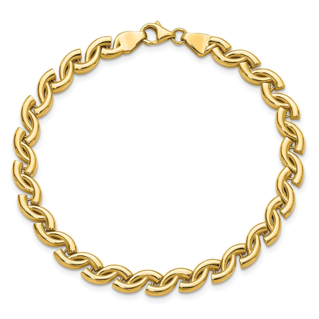 14K Polished Fancy Wave Link Bracelet