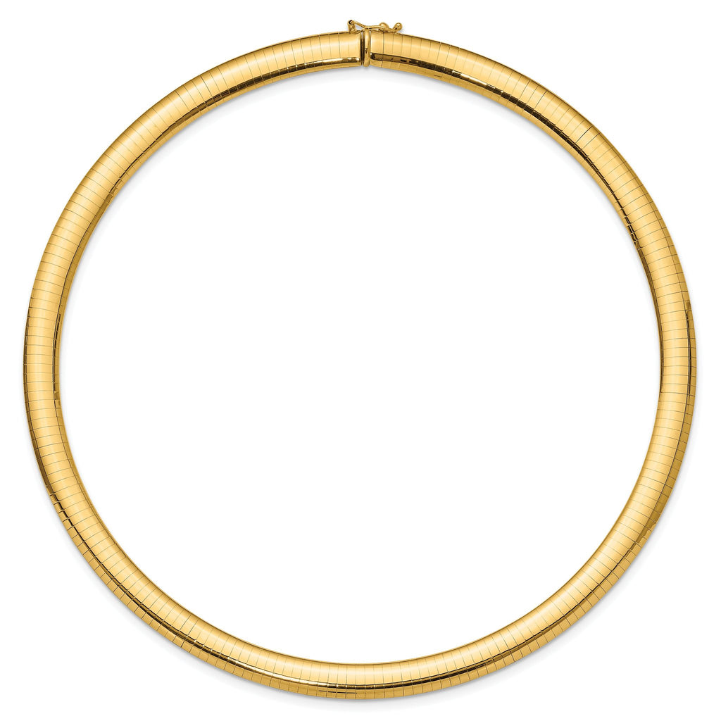 14k Polished 8mm Standard Weight 16 inch Domed Omega Necklace