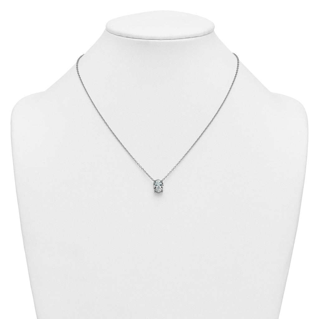 14k White Gold 3 carat Lab Grown Diamond VS/SI+ G+ Oval Complete Four Prong 18 inch Pendant Necklace