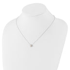 Cheryl M Sterling Silver Rhodium-plated Button Freshwater Cultured Pearl and Brilliant-cut CZ Halo 18 Inch Necklace