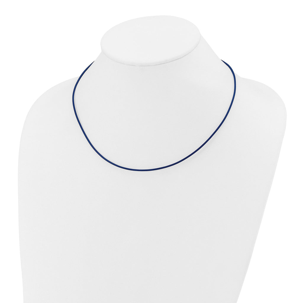 14k Yellow Clasp 1.6mm 16 inch Royal Blue Leather Cord Necklace