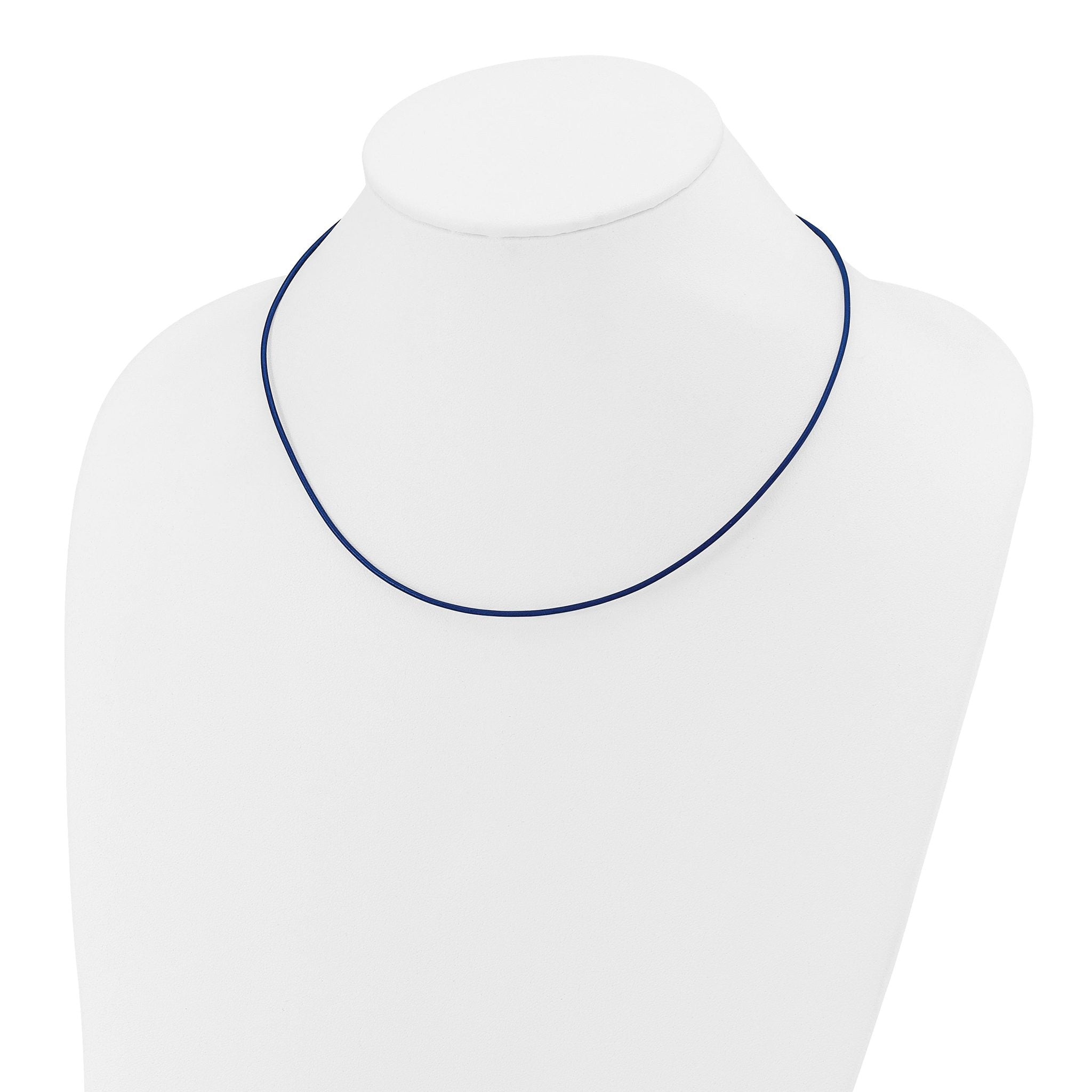 14k Yellow Clasp 1.6mm 16 inch Royal Blue Leather Cord Necklace
