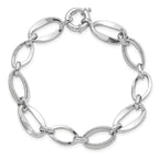 10k White Gold Polished and Textured Link Bracelet