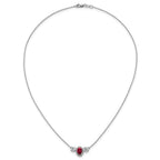 14k White Gold 1 1/8 carat Lab Grown Diamond VS/SI+ G+ and Created Ruby Complete Three Stone 16 inch Necklace