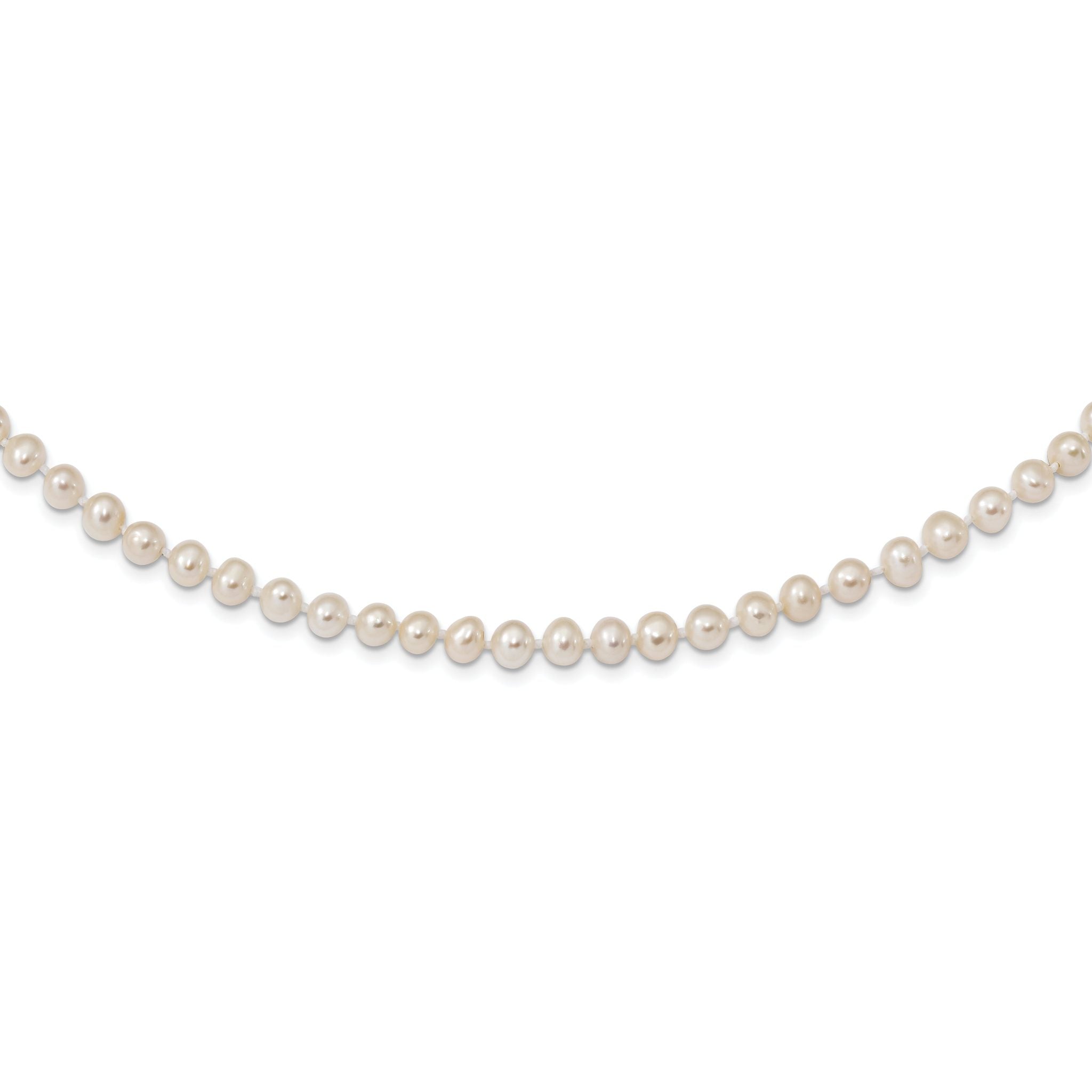 Sterling Silver Rhodium 5-6mm White Freshwater Cultured Pearl Necklace Main image