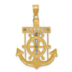 14K Two-Tone Gold Mariner's Cross Pendant with Diamond-Cut Detailing