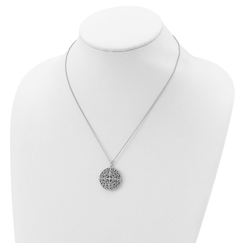 Sentimental Expressions Sterling Silver Rhodium-plated CZ Antiqued Do Not Let Anyone Dull 18in. Necklace