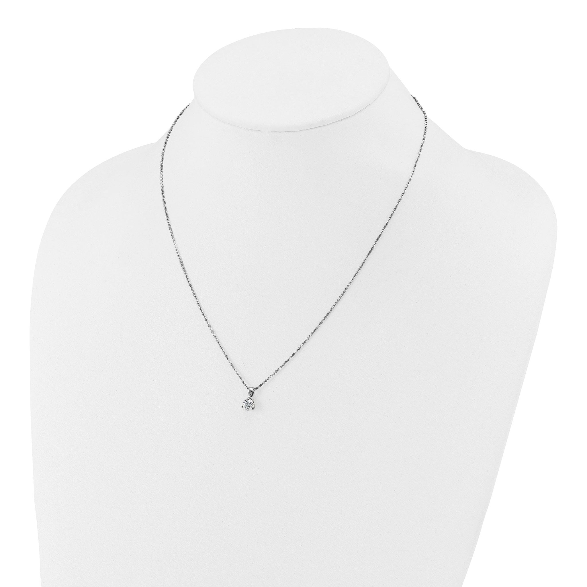 14k White Gold 1/4 carat Lab Grown Diamond VS/SI+ G+ Three Prong Complete 18 inch Solitare Pendant Necklace