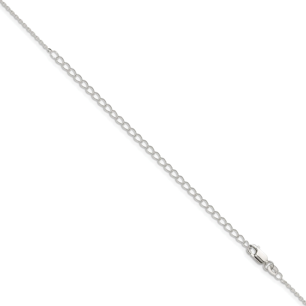 Sterling Silver 1mm Flat Link Cable Chain With 2in Extension
