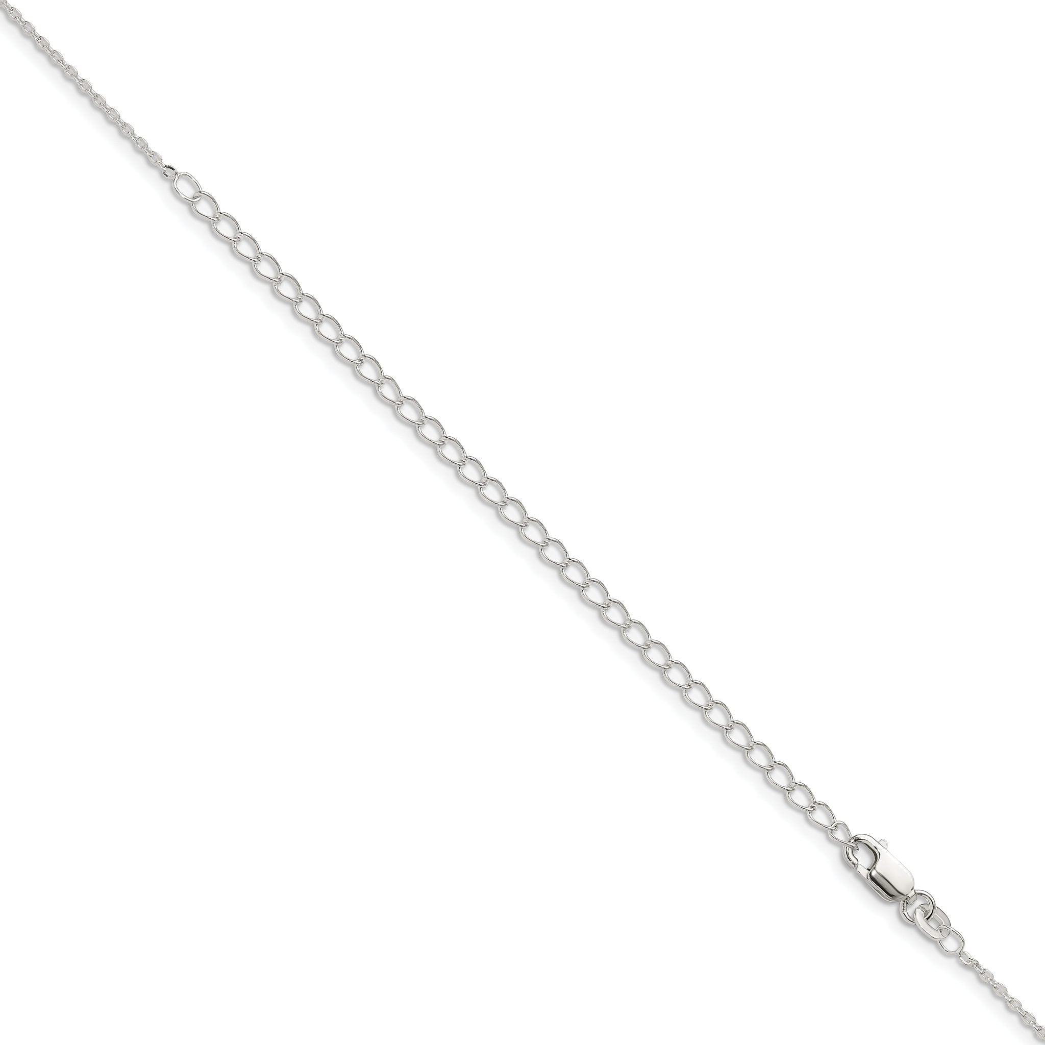 Sterling Silver 1mm Flat Link Cable Chain With 2in Extension