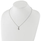 Cheryl M Sterling Silver Rhodium-plated Polished and Enameled Black and White CZ Giraffe 16 Inch with 2 Inch Extension Necklace