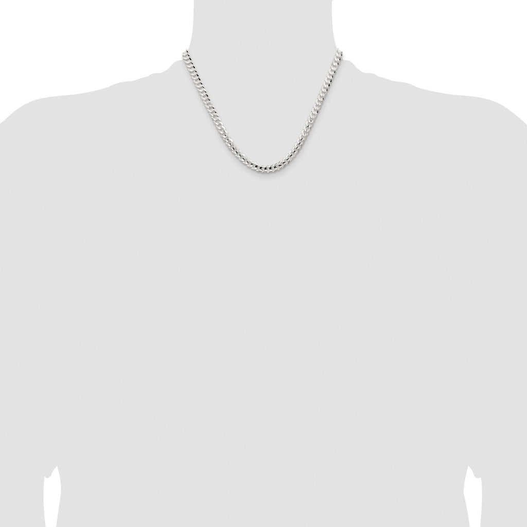Concave Beveled Curb Chain in Sterling Silver, 5.65mm
