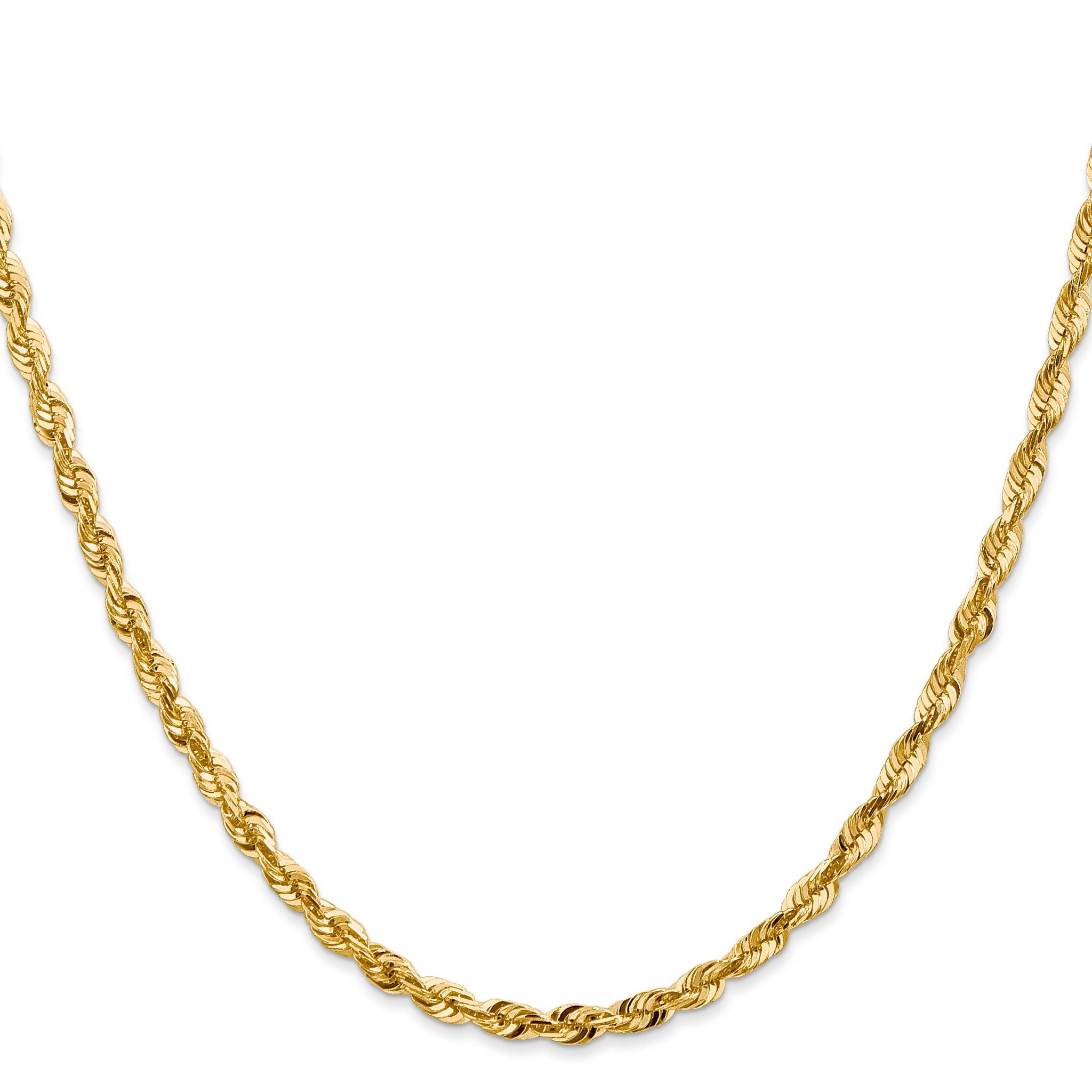 14K 7 inch 4mm Ultra Diamond-cut Rope with Lobster Clasp Chain
