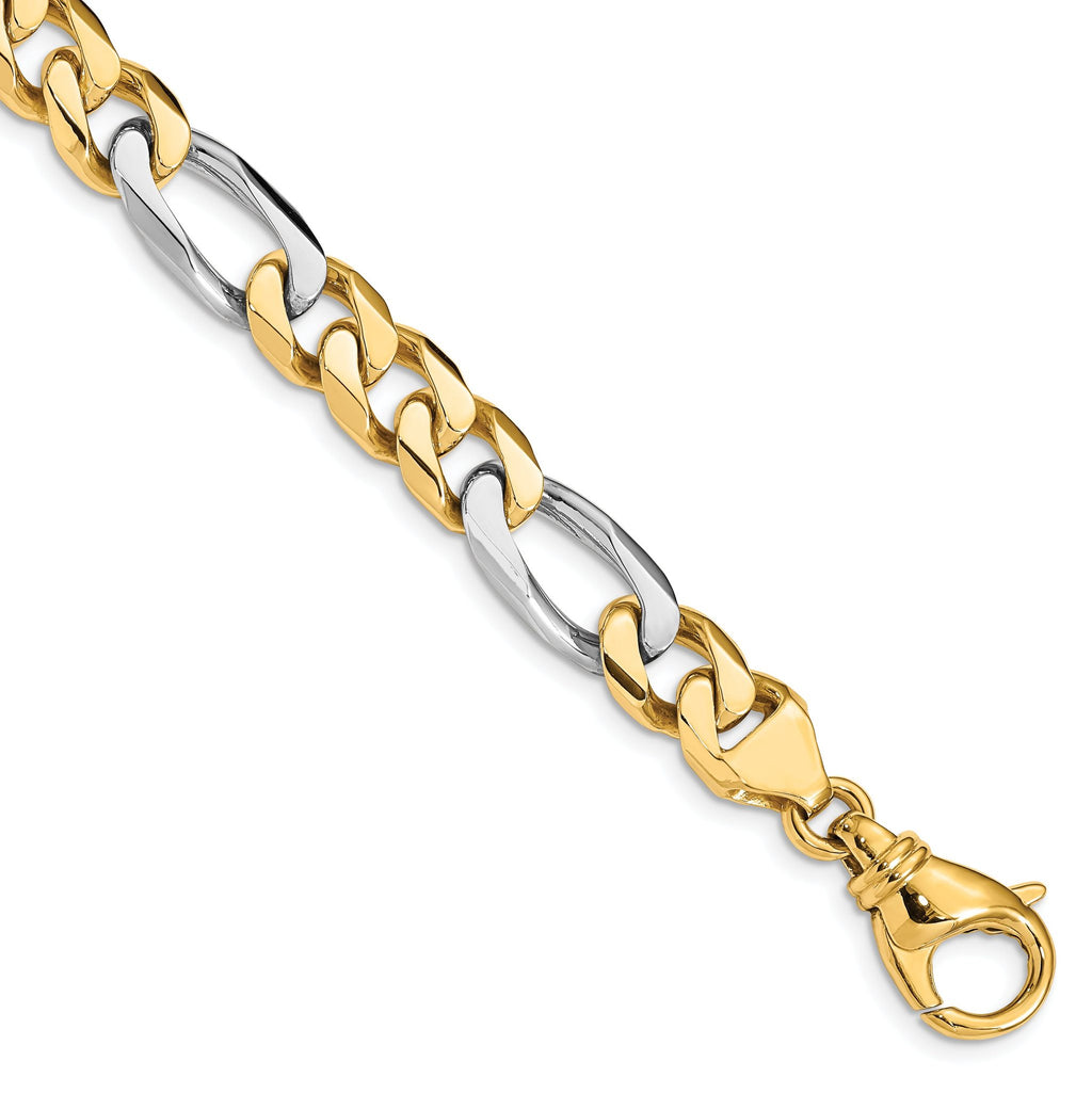 14K Two-tone 8 inch 8.5mm Hand Polished Fancy Link with Fancy Lobster Clasp Bracelet