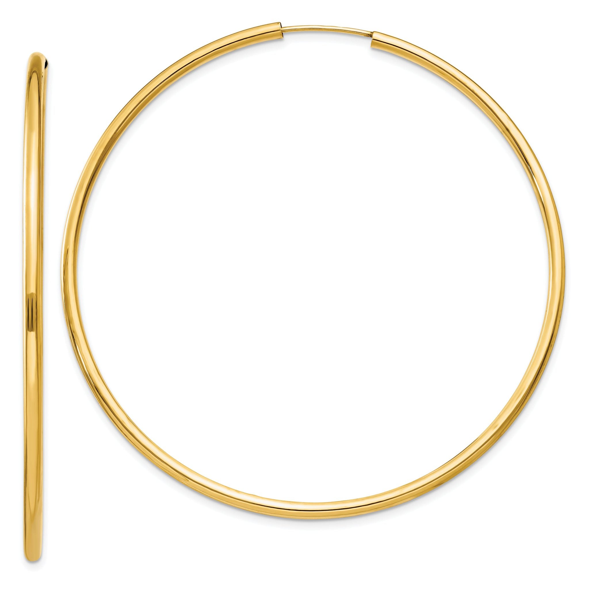 14k Polished Round Endless 2mm Hoop Earrings Secondary image
