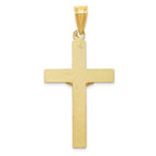 14K Gold Crucifix Pendant with Polished Satin Finish, Semi-Solid Design