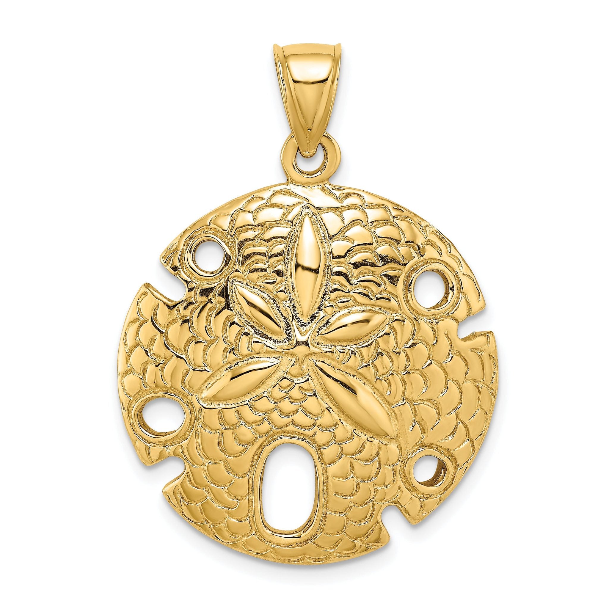 14K Polished and Textured Large Sand Dallar Charm Main image