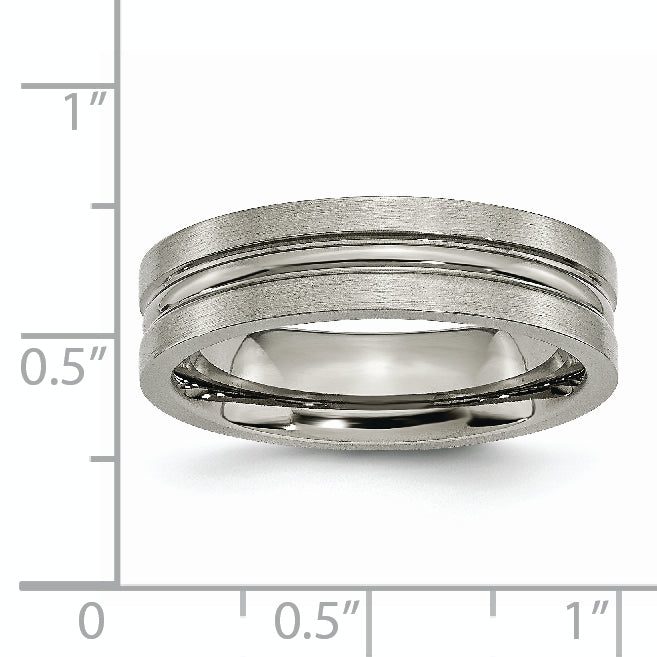 Grooved Wedding Band in Titanium, 6mm