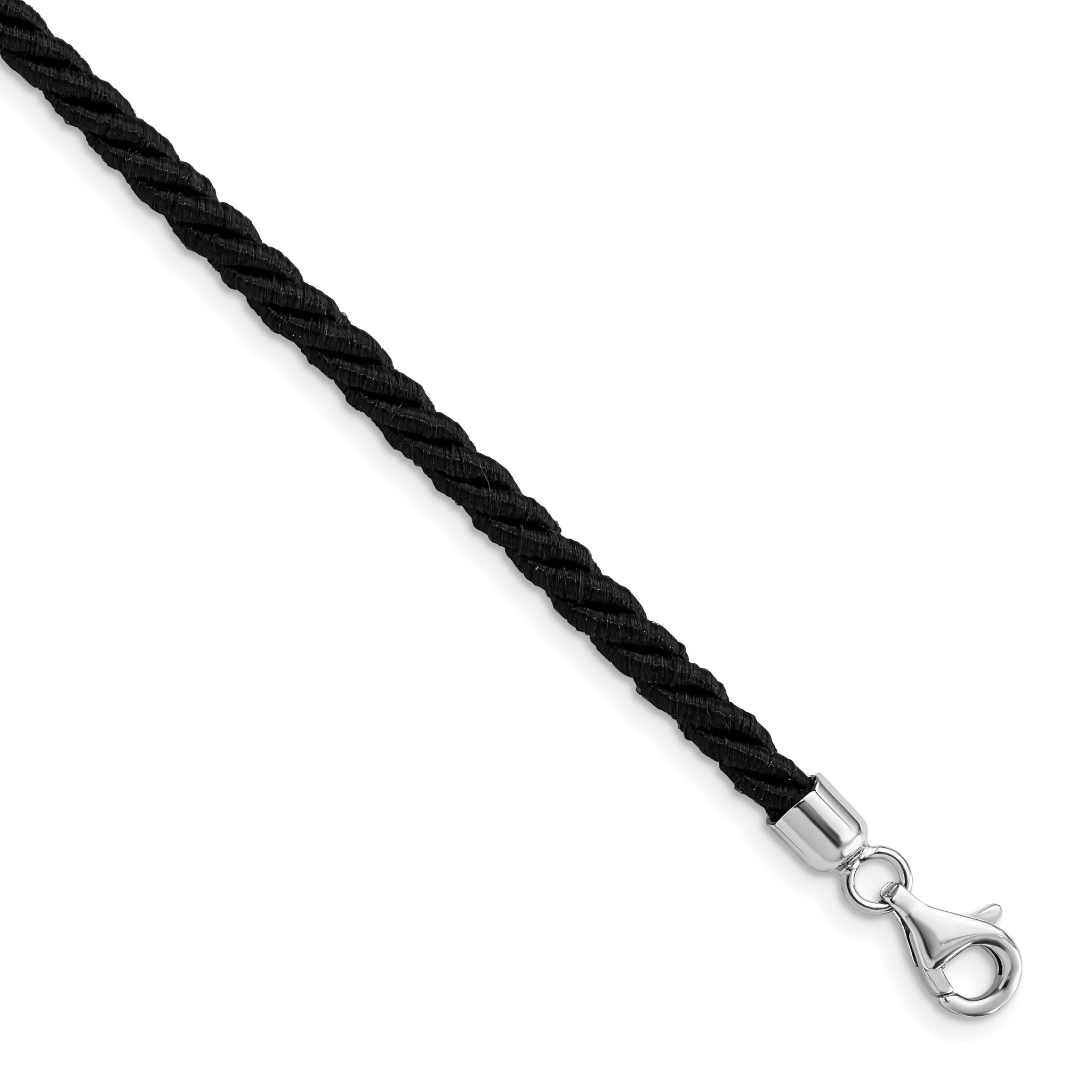 Sterling Silver Rhodium-plated 16inch Black Satin Cord Necklace Main image