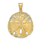 14K Gold Sand Dollar Pendant for Men with Polished Textured Finish