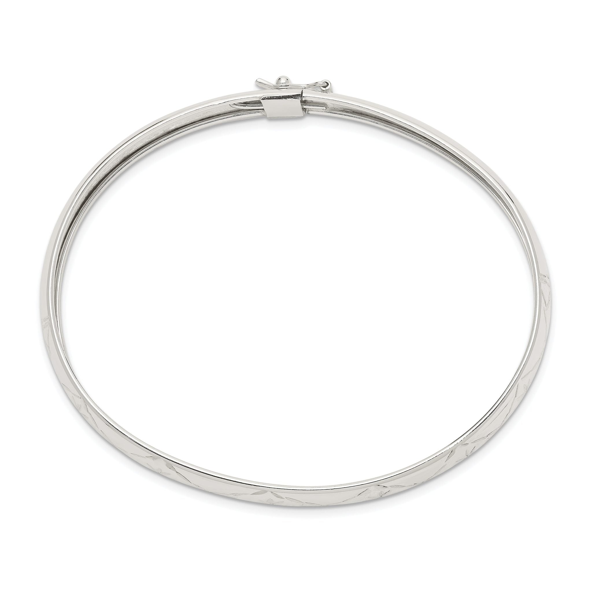 Sterling Silver 7mm Diamond-cut Flexible Bangle Secondary image