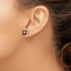 14kw 7mm Cushion Smoky Quartz Earring