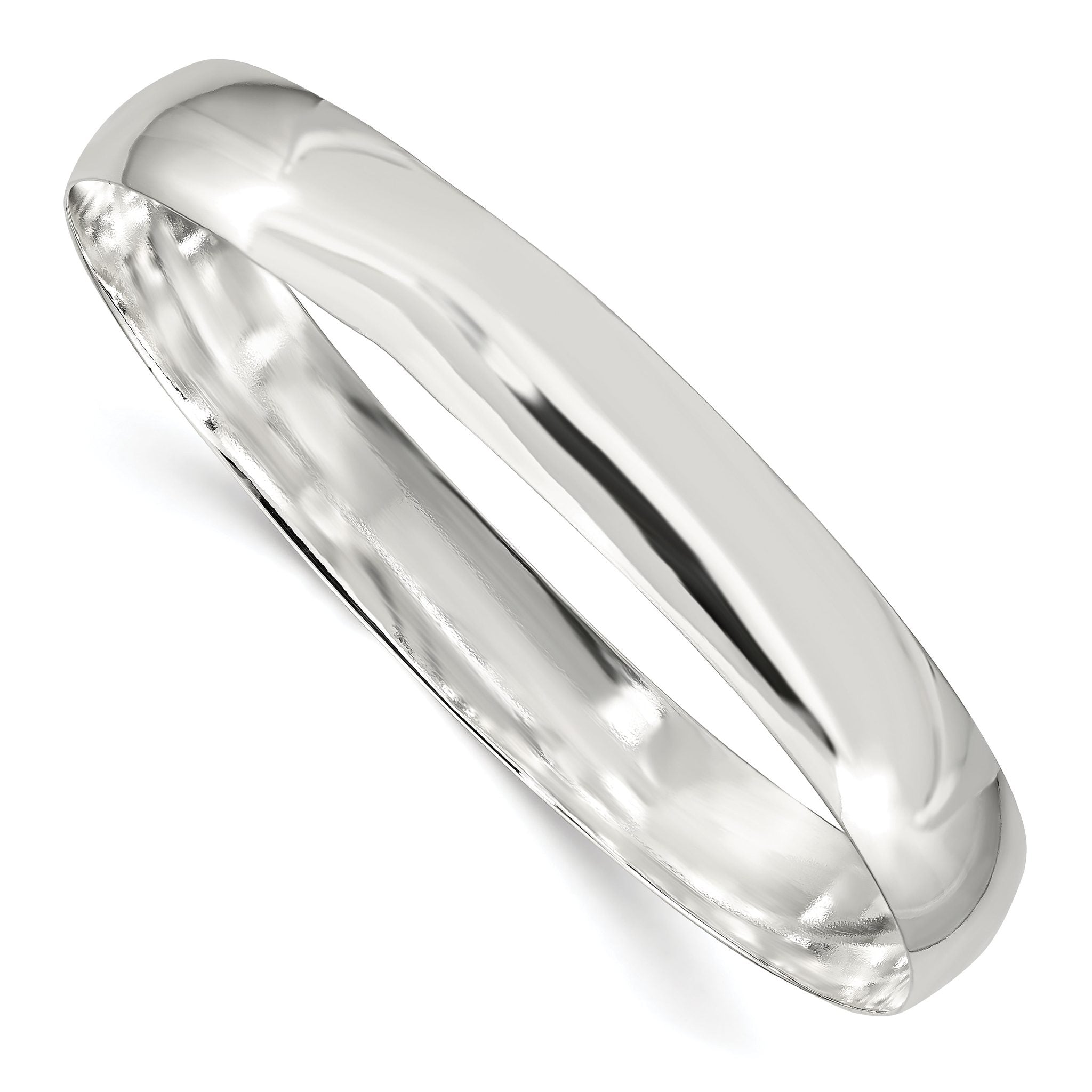 Sterling Silver 925 Women's Polished Solid Slip-On Bangle Bracelet