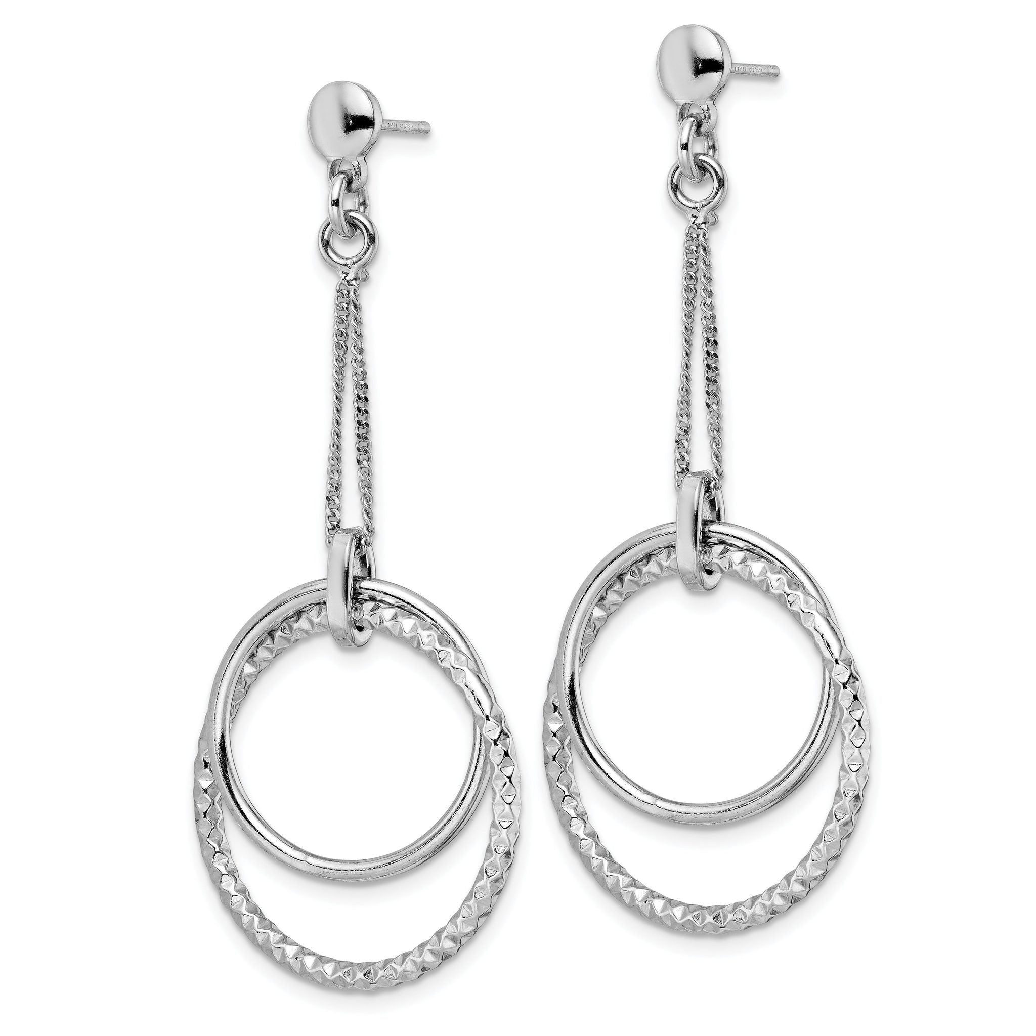 Sterling Silver Rhod-plated Polished D/C Post Dangle Earrings Secondary image