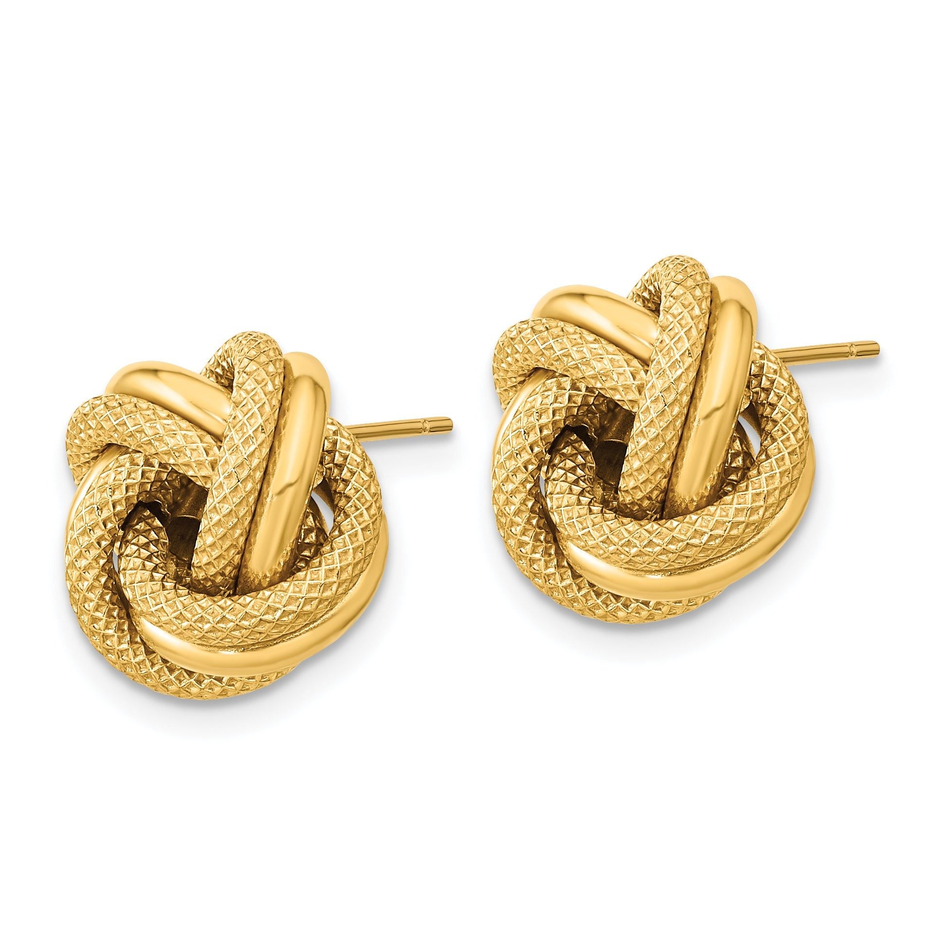 14k Polished Textured Double Love Knot Post Earrings Secondary image